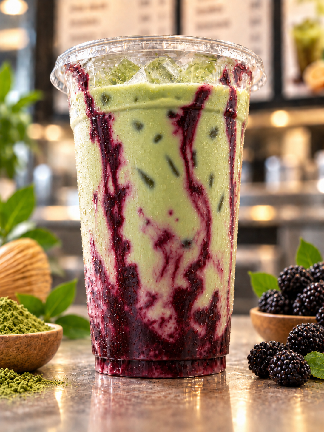 Blueberry Matcha Latte