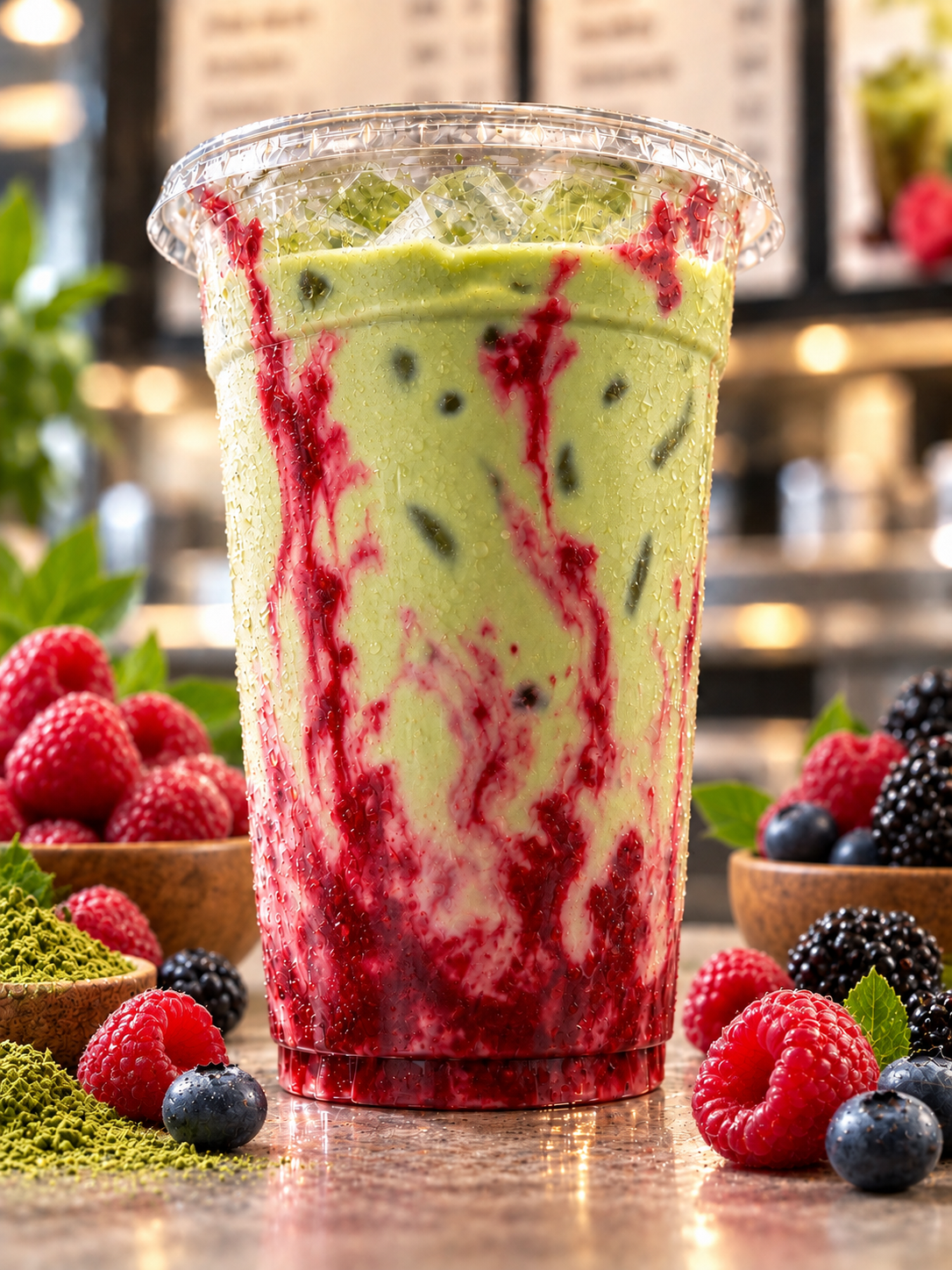 Raspberry Matcha Latte