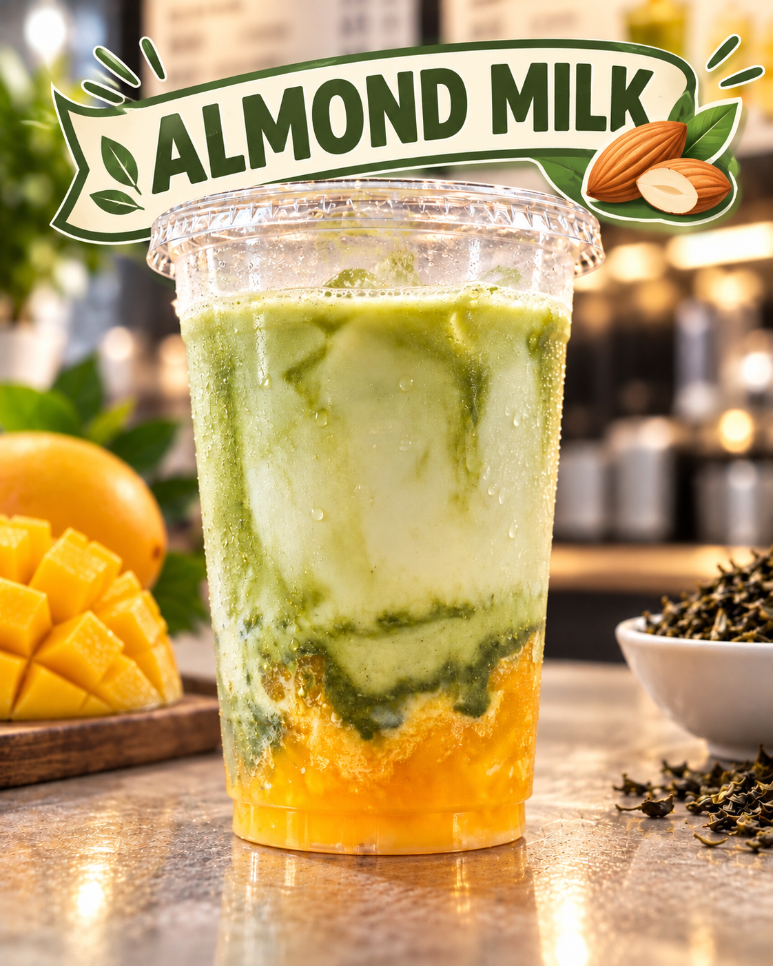Mango Matcha Latte (Almond Milk)